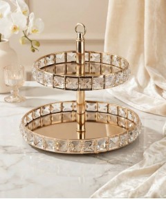 ZEYVE SQUARE STONE 2-LAYER ROUND SERVING DISH 25x25x25cm